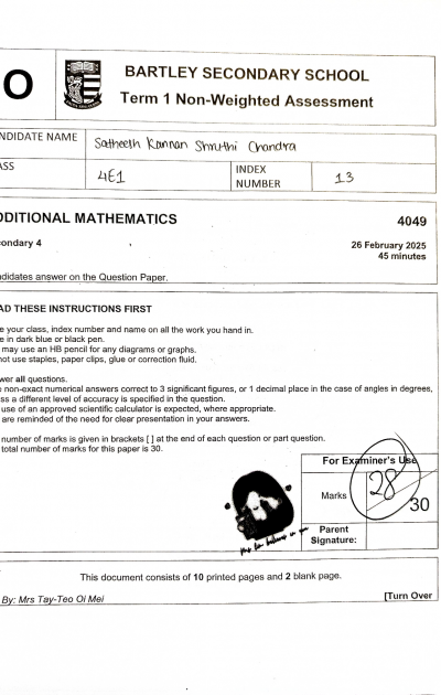 S4 EX A Math 90% High A1